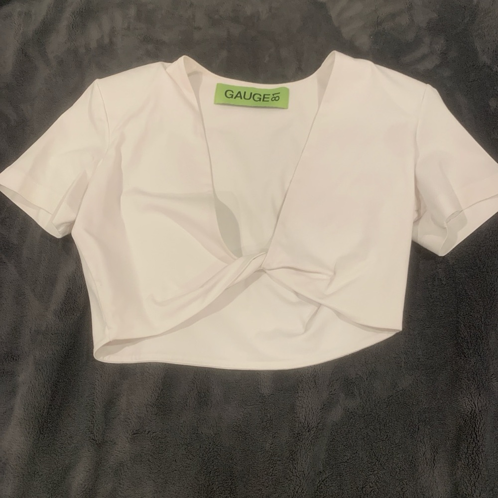 White Twist Front Crop Top